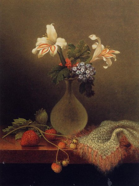 A Vase Of Corn Lilies And Heliotrope