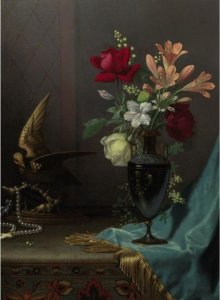 Vase Of Mixed Flowers With A Dove